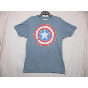 Marvel Blue Unisex Graphic Tee Superhero Captain America T-Shirt Size Medium